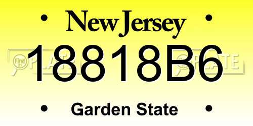 18818B6 New Jersey License Plate