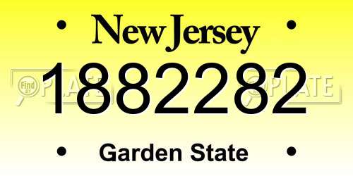 1882282 New Jersey License Plate