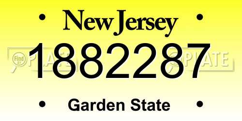 1882287 New Jersey License Plate