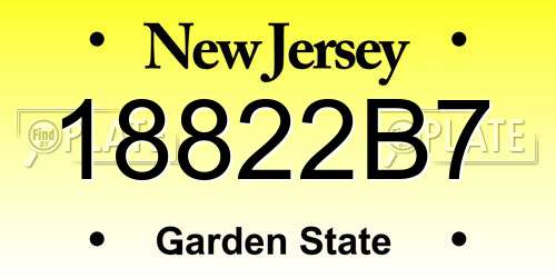 18822B7 New Jersey License Plate