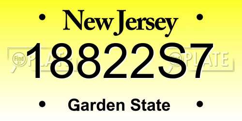18822S7 New Jersey License Plate