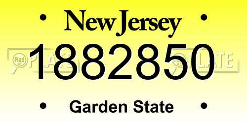 1882850 New Jersey License Plate