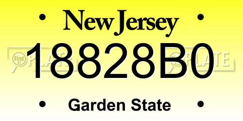 18828B0 New Jersey License Plate