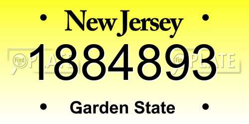 1884893 New Jersey License Plate