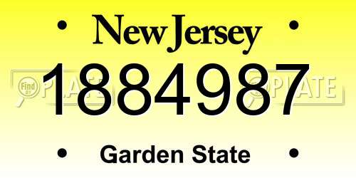 1884987 New Jersey License Plate