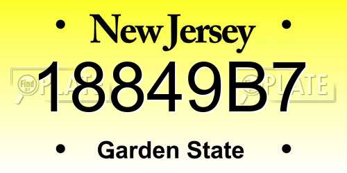 18849B7 New Jersey License Plate