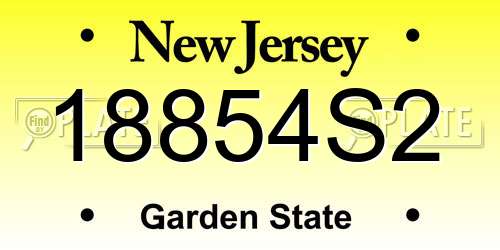 18854S2 New Jersey License Plate