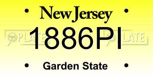 1886PI New Jersey License Plate
