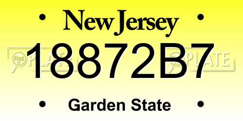 18872B7 New Jersey License Plate