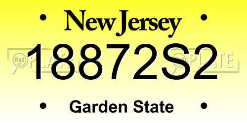 18872S2 New Jersey License Plate