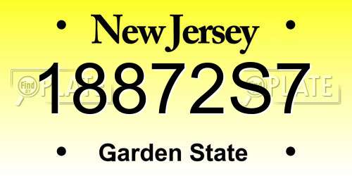 18872S7 New Jersey License Plate