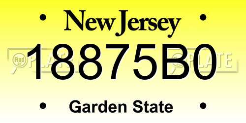 18875B0 New Jersey License Plate