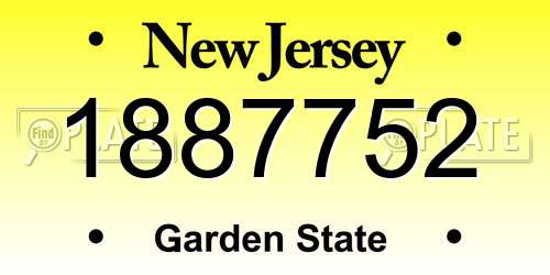 1887752 New Jersey License Plate