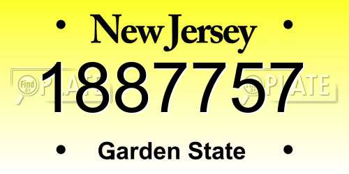 1887757 New Jersey License Plate