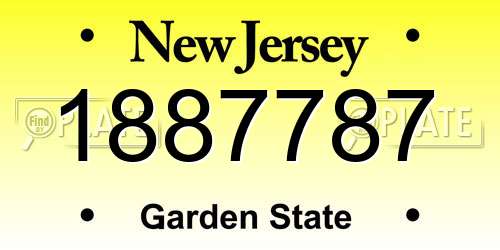 1887787 New Jersey License Plate