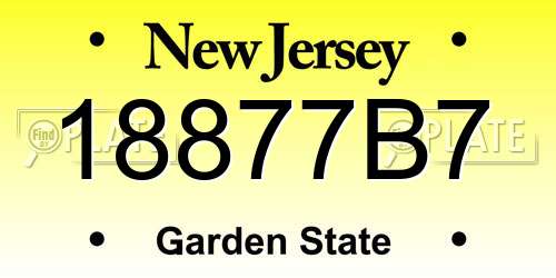18877B7 New Jersey License Plate