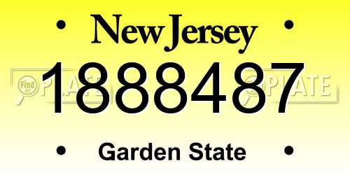 1888487 New Jersey License Plate