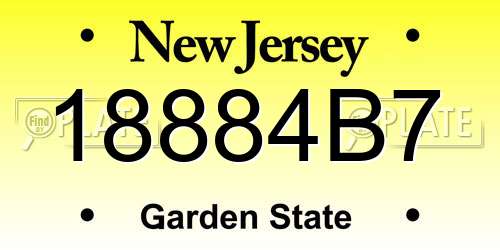 18884B7 New Jersey License Plate