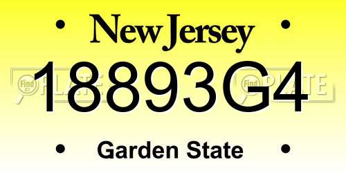 18893G4 New Jersey License Plate