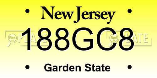 188GC8 New Jersey License Plate