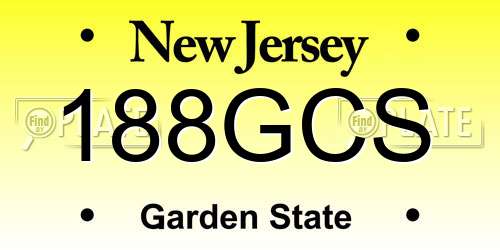 188GCS New Jersey License Plate