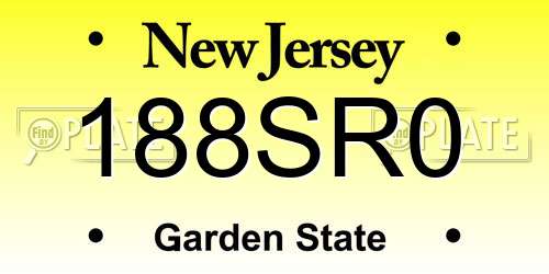 188SR0 New Jersey License Plate