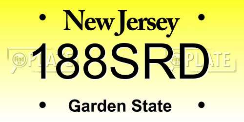 188SRD New Jersey License Plate