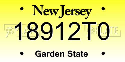 18912T0 New Jersey License Plate