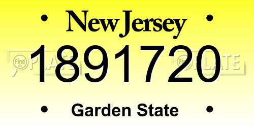1891720 New Jersey License Plate