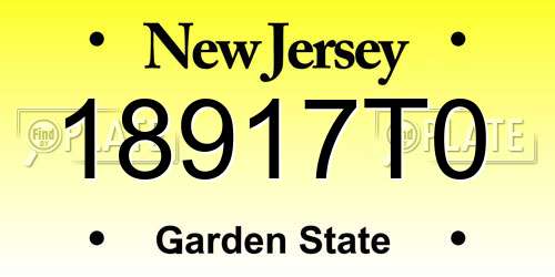 18917T0 New Jersey License Plate