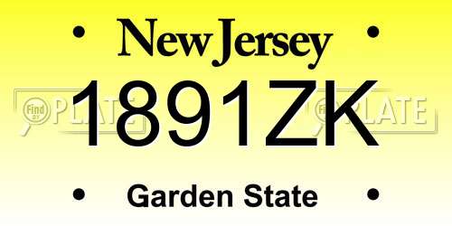 1891ZK New Jersey License Plate