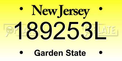 189253L New Jersey License Plate