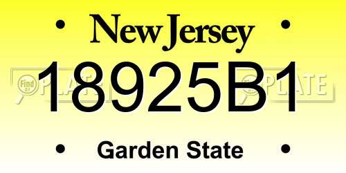 18925B1 New Jersey License Plate