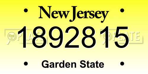 1892815 New Jersey License Plate