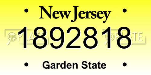1892818 New Jersey License Plate