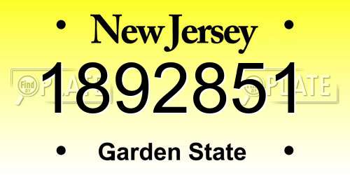 1892851 New Jersey License Plate