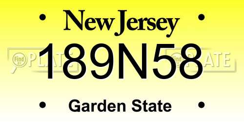 189N58 New Jersey License Plate