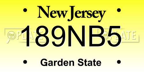 189NB5 New Jersey License Plate