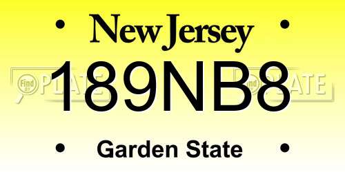 189NB8 New Jersey License Plate