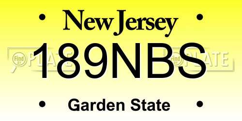 189NBS New Jersey License Plate