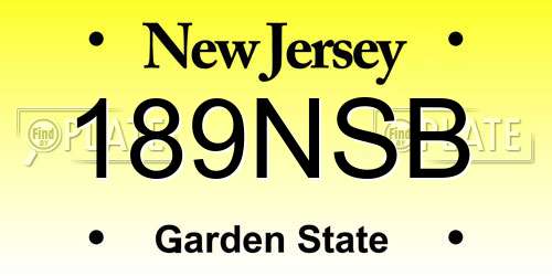 189NSB New Jersey License Plate