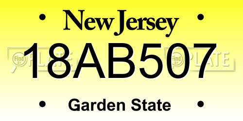18AB507 New Jersey License Plate
