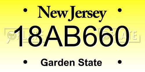 18AB660 New Jersey License Plate