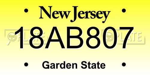 18AB807 New Jersey License Plate