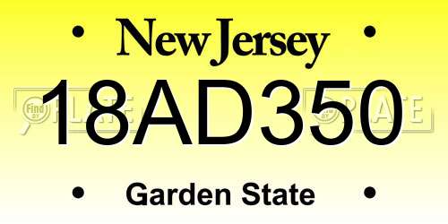 18AD350 New Jersey License Plate