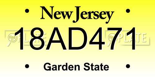 18AD471 New Jersey License Plate