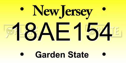 18AE154 New Jersey License Plate