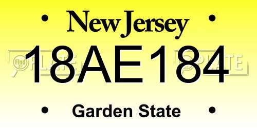 18AE184 New Jersey License Plate