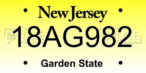 18AG982 New Jersey License Plate