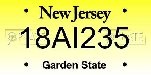 18AI235 New Jersey License Plate